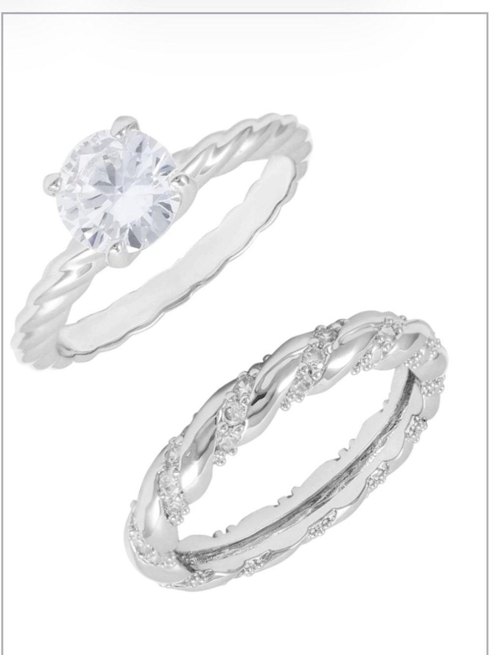 New in package! Solitaire lab created diamond and matching band - Sz 7